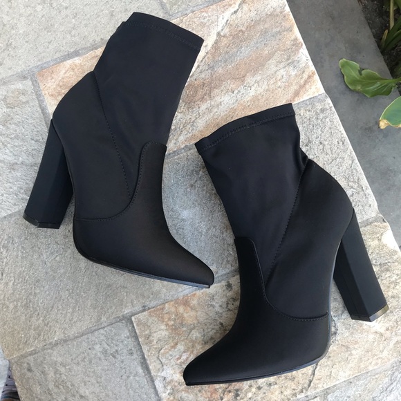 New Black stretchy chunky heel boots 7.5 - Picture 3 of 8